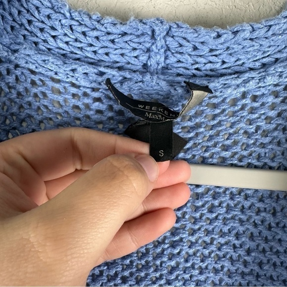 Weekend MaxMara Blue Linen Cotton Button Up Cardigan Size Small - Picture 5 of 9